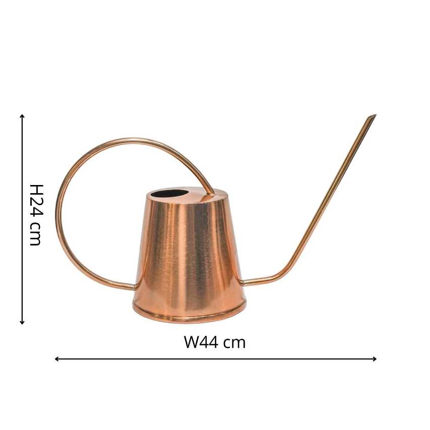 Indoor Kensington copper watering can with dimensions