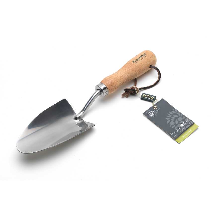 RHS stainless steel garden hand trowel with label