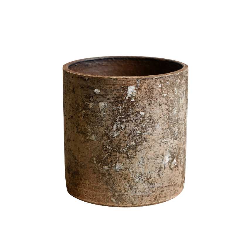 Handthrown terracotta planter aged bark