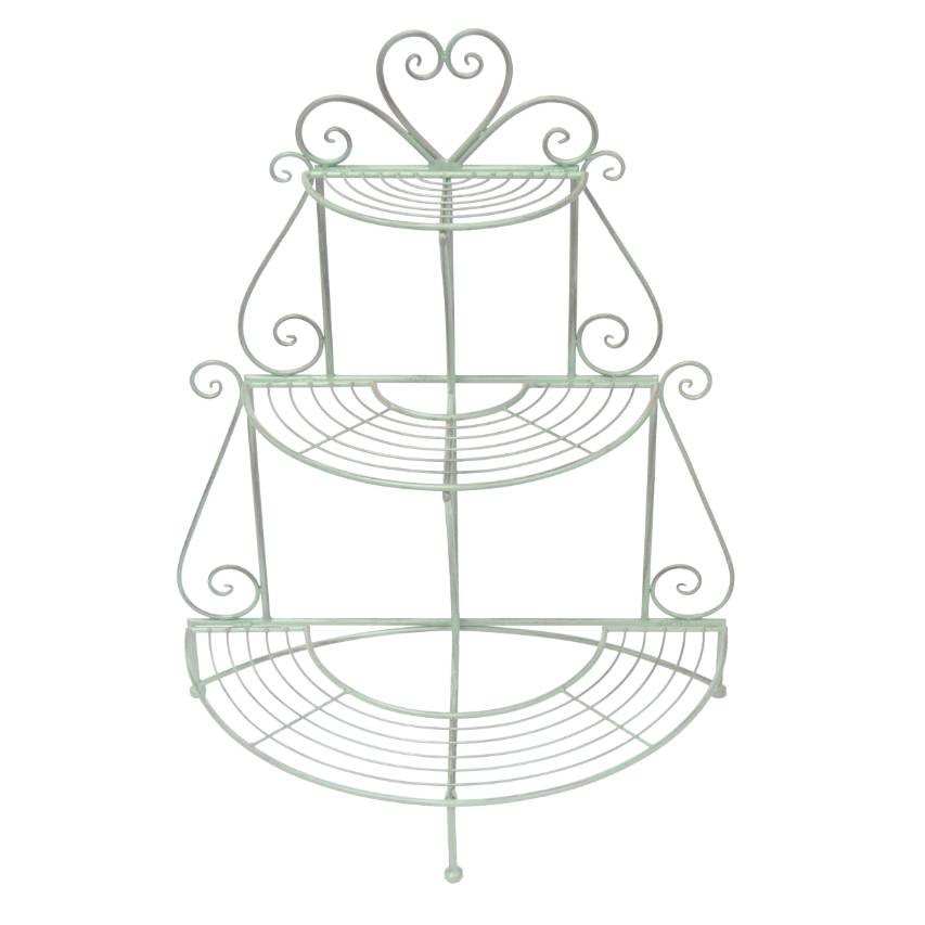3-tier heart etager in green with white background.