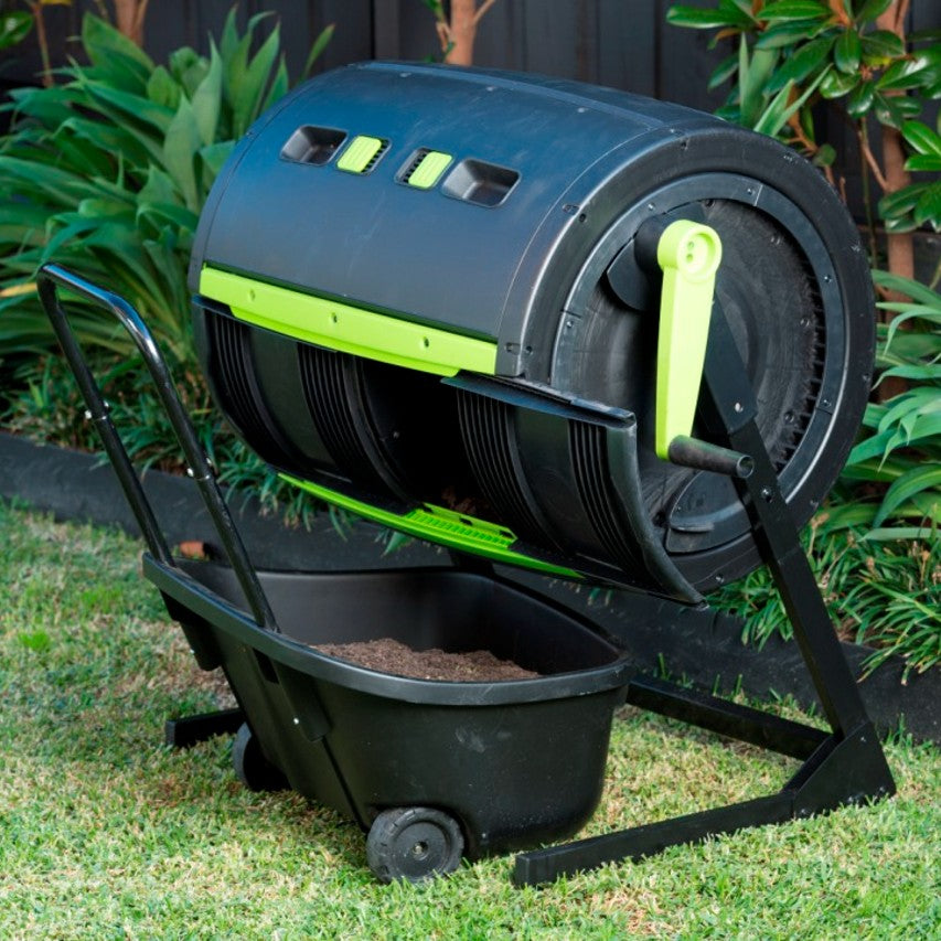 245 litre Maze compost tumbler with composting cart