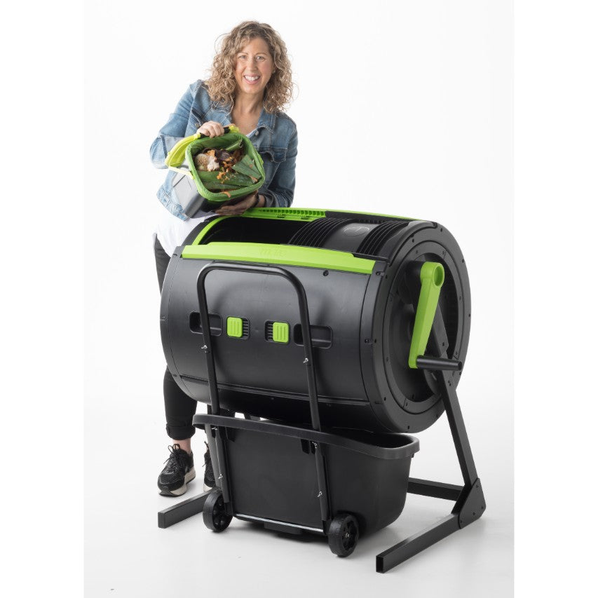 245 litre Maze compost tumbler with composting cart