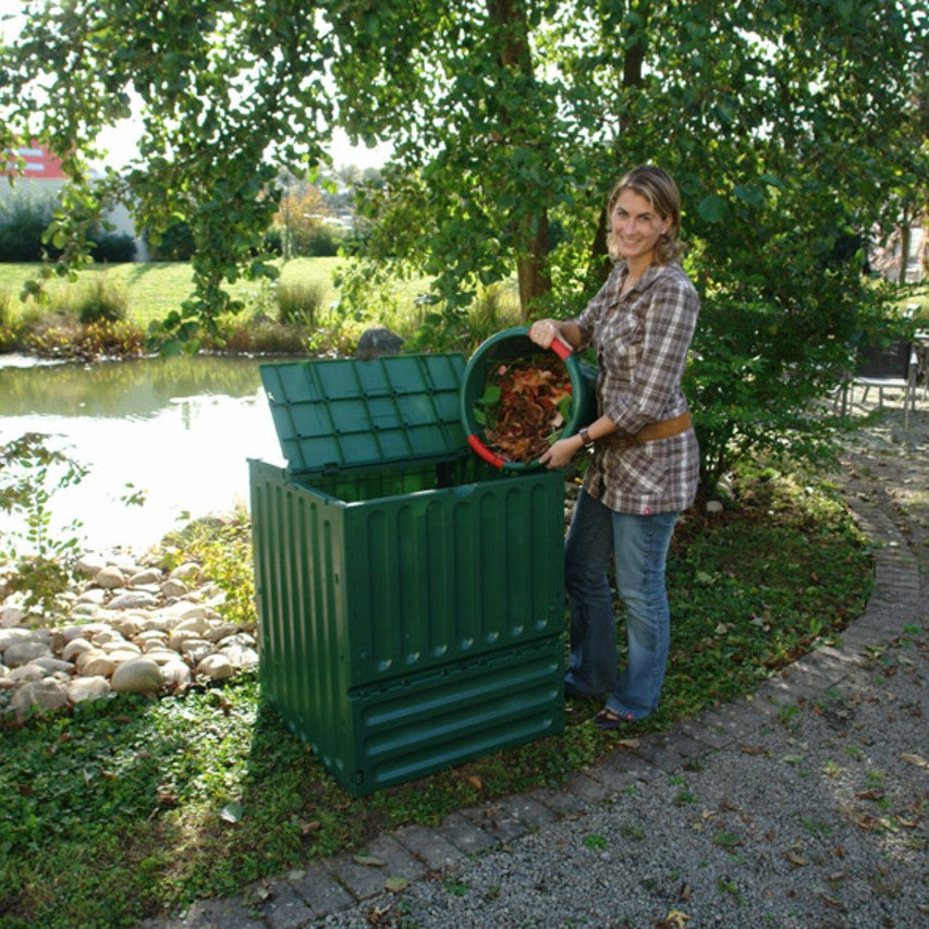 Green Eco King compost bin (400 litres) in garden