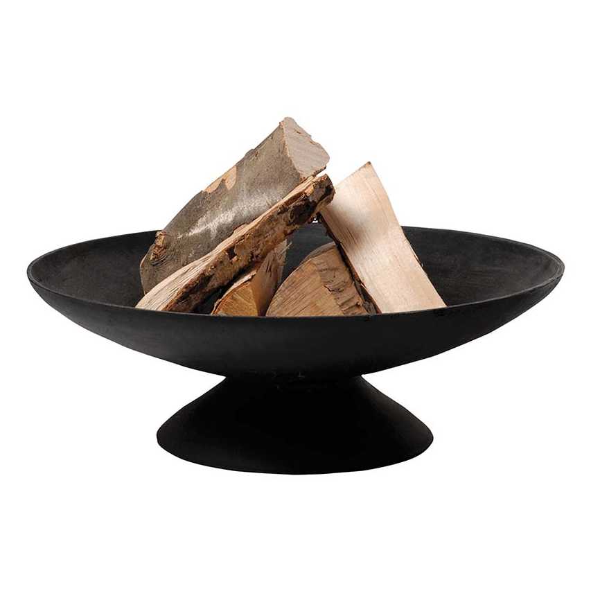 Cast iron fire bowl with logs